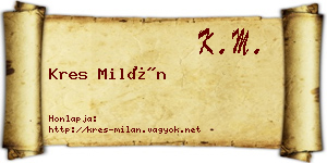 Kres Milán névjegykártya